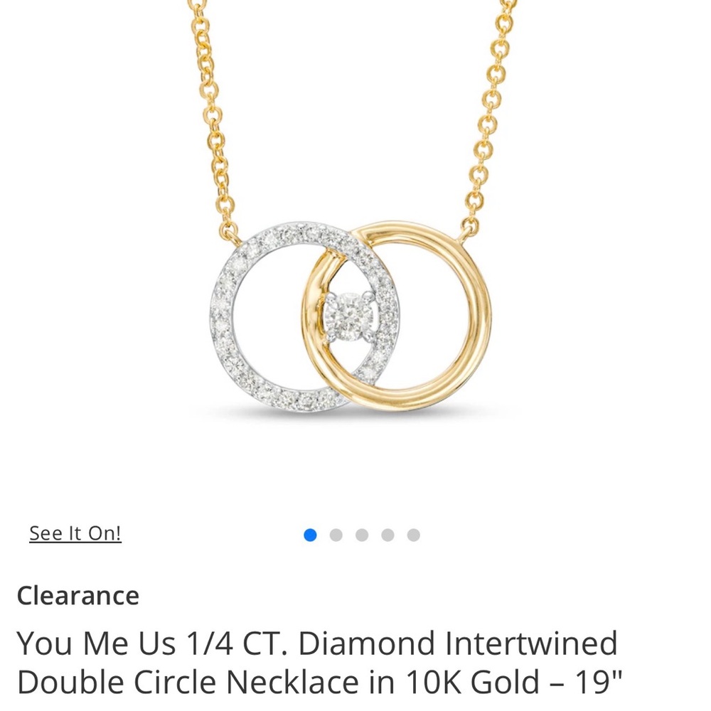You Me Us 1/4 CT. Diamond Intertwined Double Circle Necklace in 10K Gold – 19"
